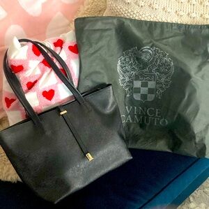 Vince Cumuto Coated Canvas Tote Black NEW